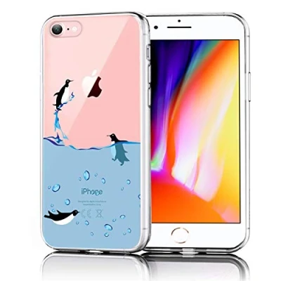 Abbildung von Verco Handyhülle für iPhone 8, SE 2020 2022 Hülle Premium Muster Handy Cover Apple 7/8 weiches Flexibles TPU Case (4,7 Zoll), Pinguine Motiv