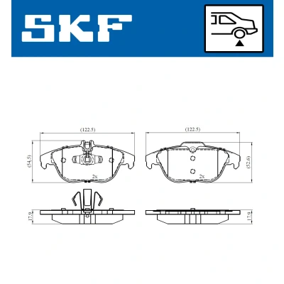 Abbildung von SKF VKBP 90114 Bremsbelagsatz für Verschleißwarnanzeiger vorbereitet MERCEDES BENZ: GLK, E Klasse Cabrio