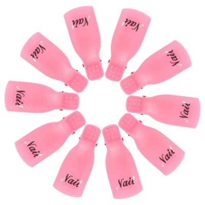 Abbildung von Hanyousheng Nagellackentferner Clips 10 Stück，Kunststoff Nagel Klammer Entfernen von Acryl Nagelkunst, Nagellack, UV Gel, Roserot
