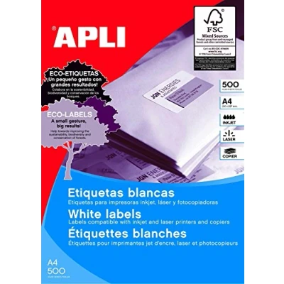 Abbildung von APLI 1787 Box 500 Blätter Etiketten polyvalent 210 x 148 mm, weiß