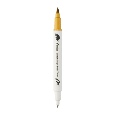Abbildung von Pentel Brush Sign Pen Twin SESW30C Faserschreiber, 2 pinselähnliche Spitzen, gold ocker (1 Stück)