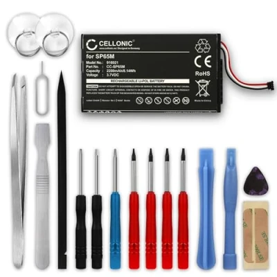Abbildung von CELLONIC® Ersatz Akku SP65M kompatibel mit Sony PS Vita (PCH 1000 / PCH 1004) 1100 1104) Ersatzakku 2200mAh + Werkzeug Set Game Gamepad Joypad Batterie