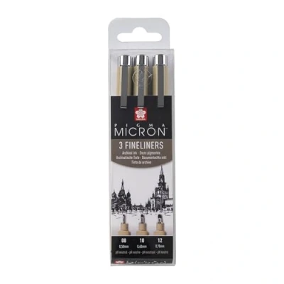 Abbildung von Sakura Pigma Micron Set Fineliner 08, 10 &amp; 12