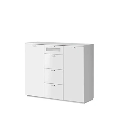 Abbildung von FORTE Nexus Kommode mit 2 Türen und 4 Schubladen, Holzwerkstoff, Weiß matt, 54 x 98,8 119,6 cm