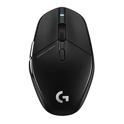 Abbildung von Logitech G303 Shroud Edition kabellose Gaming Maus LIGHTSPEED Wireless HERO 25K 25.600 DPI 75 Gramm 5 Tasten PC Schwarz