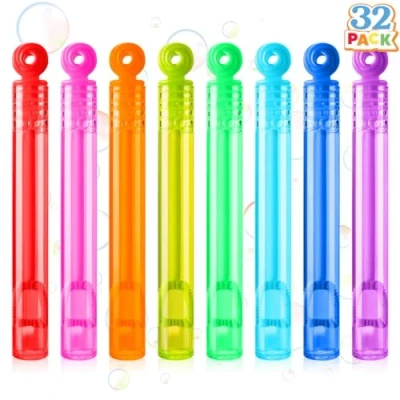 Abbildung von JOYIN 32 Pack Mini Seifenblasenstäbe, 8 Farben Kreis Seifenblasen Party Favors für Kinder, Mitgebsel Kindergeburtstag ab 3 Jahre, Mitgebsel, Kleine Geschenke Kinder