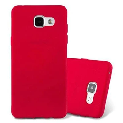 Abbildung von Cadorabo Hülle kompatibel mit Samsung Galaxy A3 2016 Schutzhülle TPU Silikon Case Frost Design Slim Kratzfest Weiche Gummi Rundumschutz für in Rot