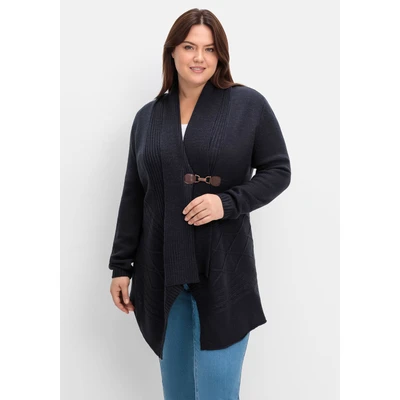 Abbildung von Sheego LONG Strickjacke, Damen, Größe: 44/46, Tiefblau