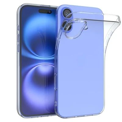 Abbildung von EAZY Case Handyhülle Silikon kompatibel mit iPhone 16 Plus stoßfeste Schutzhülle dünne für Apple Hülle Fallschutz leichtes Cover schlankes Silicone in Transparent
