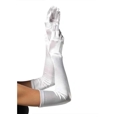 Abbildung von Leg Avenue Kostüm Satin Handschuhe extra lang weiß, Lange Damenhandschuhe aus feinem Stoff