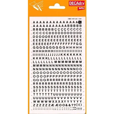 Abbildung von Buchstaben und Zahlen übertragbar, schwarz. 4 mm Schwarz
