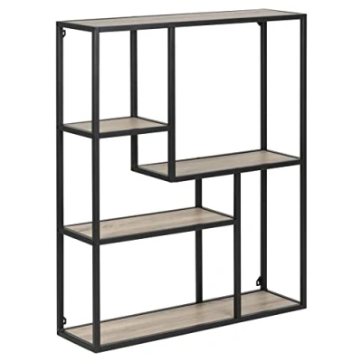 Abbildung von ACTONA GROUP Wandregal, Metallgestell im Industrie Look, 3 Einlegeböden, asymmetrische Details