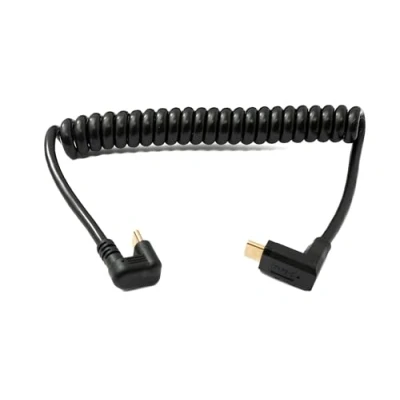 Abbildung von System S USB 3.1 Typ C Kabel 80 cm Stecker zu 100W Spirale U Turn 180 Winkel Adapter