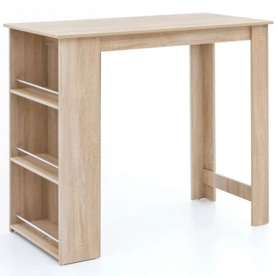 Abbildung von Wohnling Bartisch Stehtisch Sonoma Eiche Küchenbartisch Bartresen mit integriertem Regal