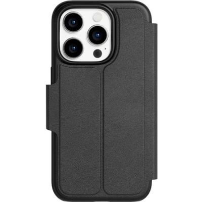 Abbildung von tech21 EvoLite Wallet für iPhone 15 Pro Aufprallschutz Hülle 3 Kartenfächer Schwarz