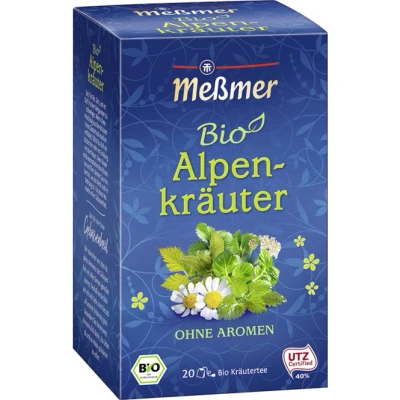 Abbildung von Meßmer Bio Alpenkräuter 100% natürliche Zutaten 20 Teebeutel Vegan Glutenfrei Laktosefrei