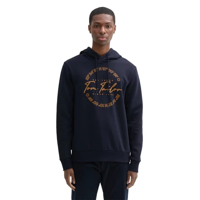 Abbildung von TOM TAILOR Herren Hoodie Sweatshirt mit Logo Print, 15148 Sky Captain Blue, S