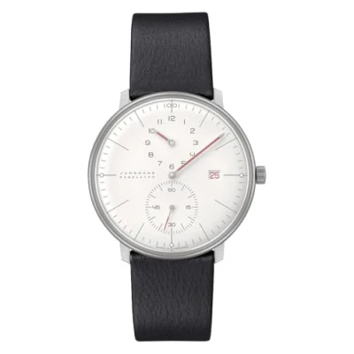 Abbildung von Junghans 27/4493.02 max bill Herrenuhr Regulator Bauhaus mit Lederband