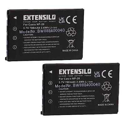 Abbildung von EXTENSILO 2X Akku kompatibel mit Casio Exilim EX Z60, Z65, Z70, Z75, Z77 Kamera (700mAh, 3,7V, Li Ion)