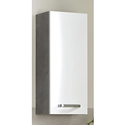 Abbildung von Pelipal Badezimmer Hängeschrank Quickset 913 in Weiß Glanz/Betonoptik, 30 cm breit Bad Wandschrank mit 1 Tür und 2 Einlegeböden