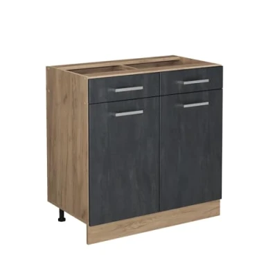 Abbildung von Vicco Küchenunterschrank R Line, Schwarz Beton/Goldkraft Eiche, 80 cm ohne Arbeitsplatte