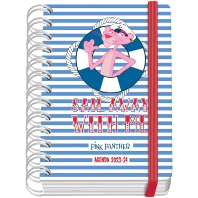 Abbildung von Dohe Schülerkalender 2024/2025, 1 Tag pro Seite, A6 (12 x 17 cm), Ringverschluss und Gummi, Spanisch Englisch, 4 Aufkleberseiten, September bis Juni, Schulmaterial Pink Panther Sailing