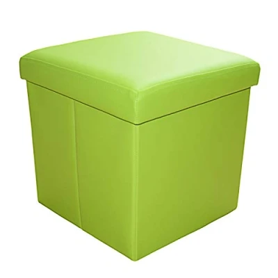 Abbildung von Style home Sitzhocker mit Stauraum, Faltbare Sitzbank, Sitztruhe aus Kunstleder, gepolstert Sitzwürfel Fußhocker, Aufbewahrungsbox Deckel, belastbar bis 300kg, 38 * cm (Grün)