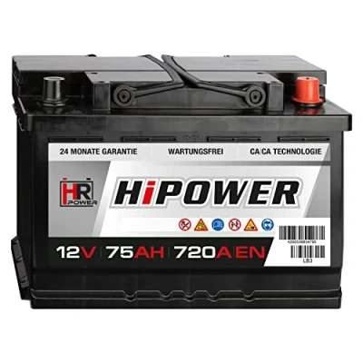 Abbildung von HR HiPower Autobatterie 12V 75Ah 720A/EN Starterbatterie ersetzt 60Ah 62Ah 65Ah 68Ah 70Ah 71Ah 72Ah