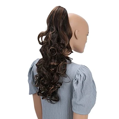 Abbildung von CAISHA 50cm Haarzopf Sarah Haarteil mit Butterflyklammer Pferdeschwanz Haarverlängerung Voluminös Gewellt Braun Mix H16