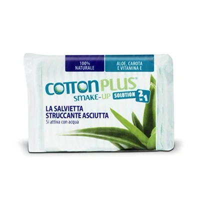 Abbildung von Cotton Plus SMAKE up ALOE VERA MAXI 40 Stück Natürliches Werkzeug! Patentierte trockene Make Entferner Tücher, ohne Konservierungsstoffe, 100% natürlich!