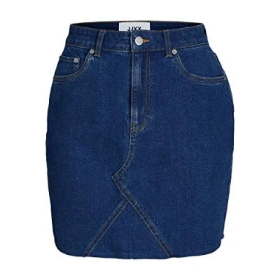 Abbildung von JJXX Damen JXHAZEL Short Skirt HW RH AKM LN Rock, Medium Blue Denim/Detail:AKM2, L