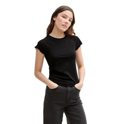 Abbildung von TOM Tailor Denim Raglan Tshirt basic, Damen, Größe: XS, Deep black