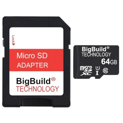 Abbildung von BigBuild Technology 64GB Ultra schnelle 80MB/s Klasse 10 MicroSD Speicherkarte für Samsung Galaxy Tab A SM T580 Tablet, SD Adapter ist im Lieferumfang enthalten