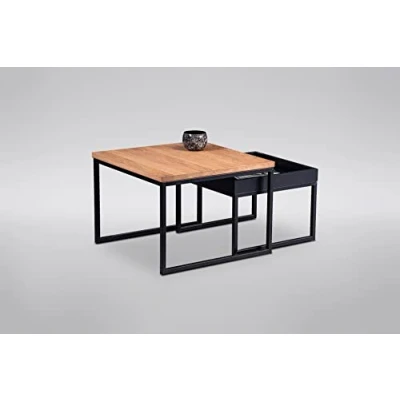 Abbildung von M2 Kollektion Dublin 2 Couchtisch, Holz, Wildeiche massiv, 60x43x60