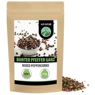 Abbildung von Pfeffer bunt ganz (500g), Bunter 100% naturrein, natürlich ohne Zusätze, vegan, Pfefferkörner