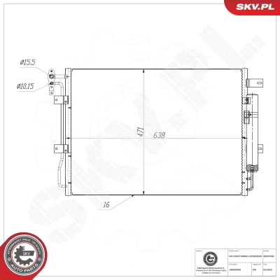 Abbildung von ESEN SKV 86SKV506 Klimakondensator mit Trockner Aluminium 638mm LAND ROVER: Discovery IV VAN