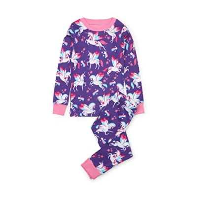 Abbildung von Hatley Mädchen Girl&#039;s Organic Cotton Long Sleeve Printed Pyjama Sets Zweiteiliger Schlafanzug, Violett (Rainbow Winged Unicorns 500), 2 Jahre