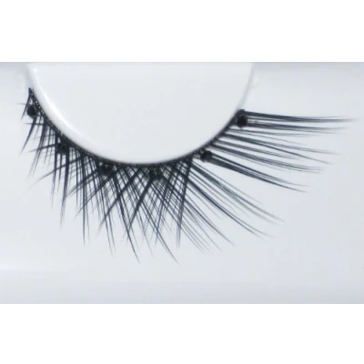 Abbildung von Eulenspiegel 001073 Künstliche Wimpern, Schwarz gekreuzt, lang/kurz, mit Strasssteinen, 1 ml Spezial Wimpernkleber, Anleitung, für Karneval, Mottoparty