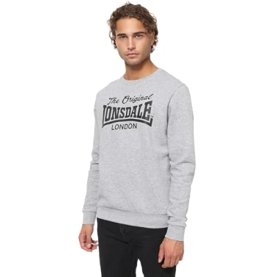 Abbildung von Lonsdale Normale Passform Burghead Sweatshirt, Herren, Größe: XXL, Marl grey black