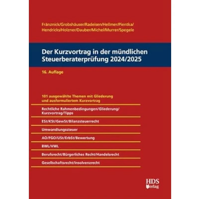 Abbildung von der Kurzvortrag in mündlichen Steuerberaterprüfung 2024/2025