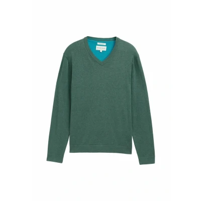 Abbildung von TOM TAILOR Herren Strickpullover mit V Ausschnitt, 30358 Green Dust Melange, XXL