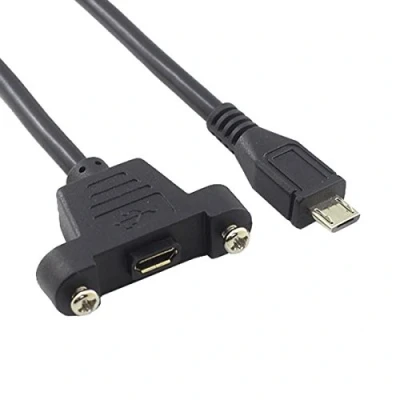 Abbildung von System S Micro USB Panel Mount Adapterkabel Stecker zu Buchse mit Screw Nuts 50cm