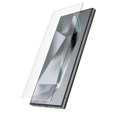 Abbildung von Hama Handy Schutzglas für Samsung Galaxy S24 Ultra (Displayschutz ultraklar Anti Fingerprint, Montagehilfe, Vollschutz 9H ultradünn, case friendly, kratzfest, Displayschutzglas stoßfest)