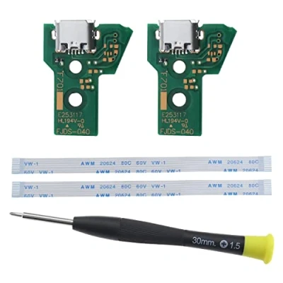 Abbildung von EMSea 2 Stück Schnittstellenplatine JDS 040 Und 12 poliges Flachbandkabel, Kompatibel mit PS4 Pro/Slim Funk Controller Ersatz Ladeanschlussbaugruppe