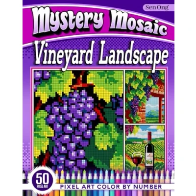 Abbildung von Vineyard Landscape Mystery Mosaics Color by Number: 50 Pixel Art Grapevine Scenes for Relaxation Seekers