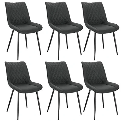 Abbildung von WOLTU Esszimmerstühle 6er Set, Küchenstühle, Wohnzimmerstühle, Polsterstühle mit Rückenlehne, für Esszimmer, Küche, Wohnzimmer, Büro, Sitzfläche aus Stoffbezug, Metallbeine, Anthrazit BH248an 6