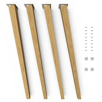 Abbildung von Sossai® Holz Tischbeine Clif Square Öl Finish Höhe: 71 cm HMF4 eckig, konisch (schräge Ausführung) Material: Massivholz (Eiche) für Tische, Beistelltische, Schminktische