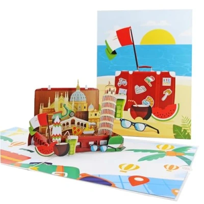 Abbildung von Favour Pop Up® eine originelle 3D Karte für Italienreisende, Italienurlauber, Italienliebhaber, auch Geldgeschenk oder Gutschein. XP838