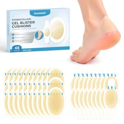 Abbildung von Hydrocolloid Blister Bandages for Feet Extra Cushioning Foot,Toe &amp; Heel Protection Ideal Prevention Recovery Water Resistant (48 Count,Variety Pack)