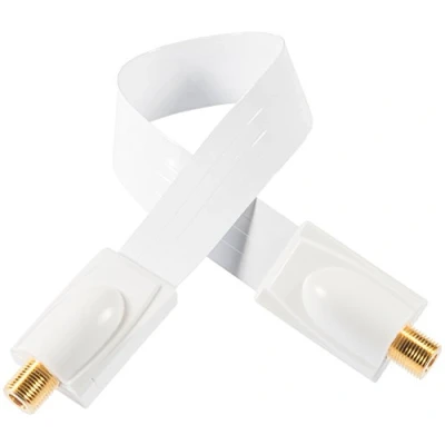Abbildung von Poppstar SAT Fensterdurchführung (Koax Kabel flach 0,2mm) für Fenster &amp; Türen Kabel, (52 cm), vergoldete Kontakte, weiß